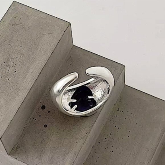 STERLING SILVER AMETHYST HEART RING - Picture 7 of 7